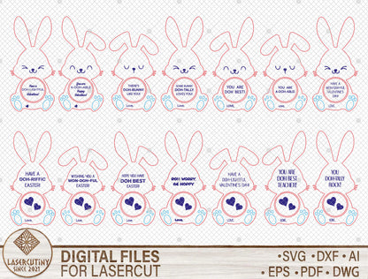 Easter Bunny Message Tag SVG Cute Bunny Note for Glowforge and xTool