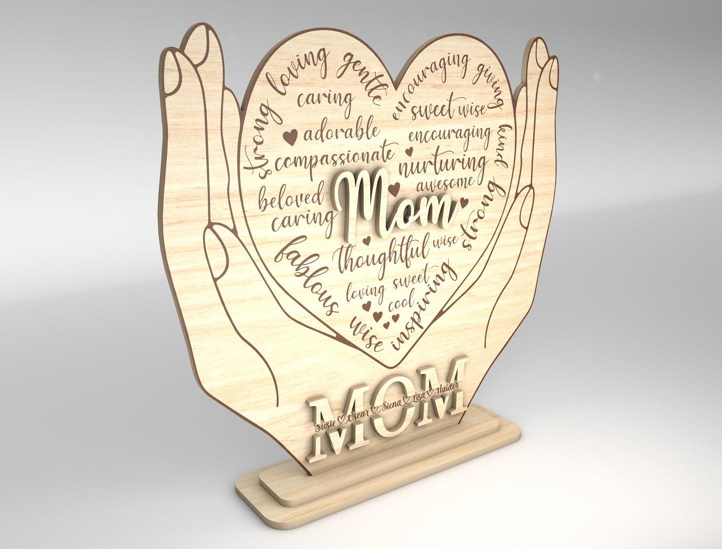 Mom Heart Hands Sign SVG Bundle for LightBurn and Glowforge