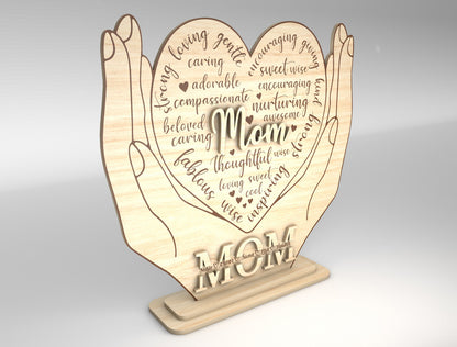 Mom Heart Hands Sign SVG Bundle for LightBurn and Glowforge