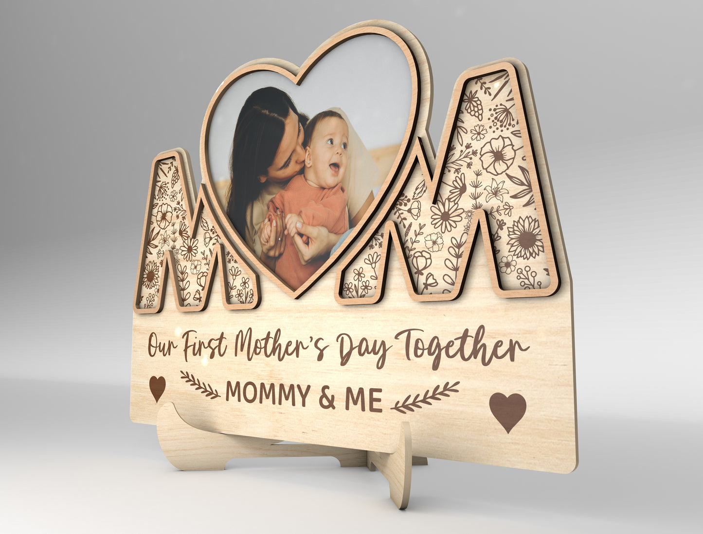 Mom Photo Holder Hand in Hand Love Sign SVG for xTool and LightBurn