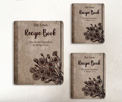 Family Vintage Floral Recipe Book SVG Engraved Binder for Glowforge