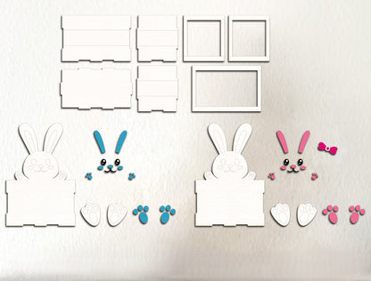 Personalized Easter Bunny Box SVG Wooden Basket 2 Designs for LightBurn