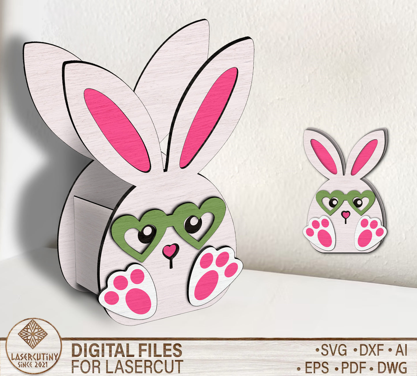 Happy Easter Bunny Egg Basket SVG 6 Designs for Glowforge and xTool