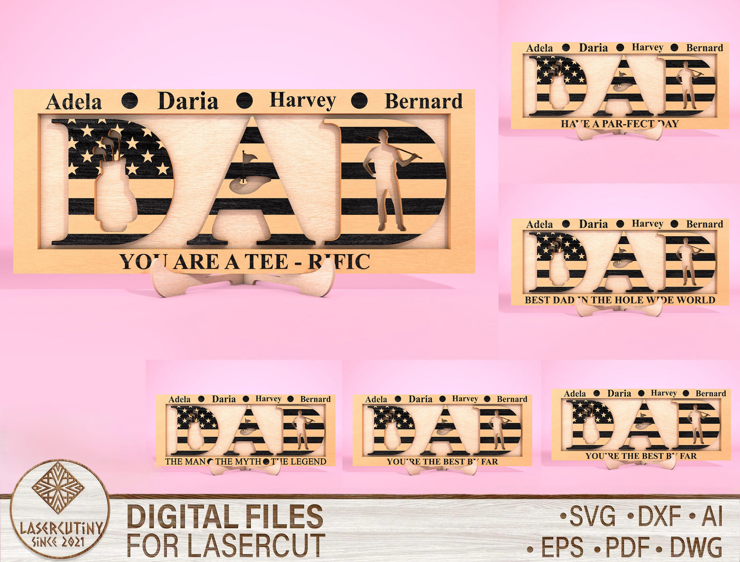 Personalized Dad Letter Sign SVG Laser Cut File for Glowforge and xTool