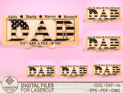 Personalized Dad Letter Sign SVG Laser Cut File for Glowforge and xTool