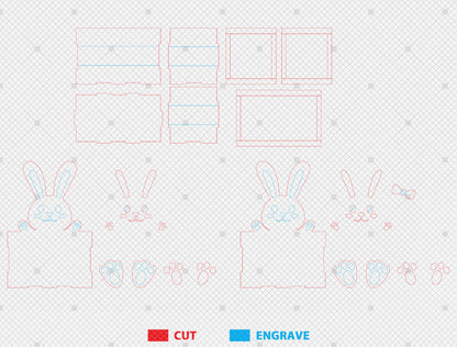 Personalized Easter Bunny Box SVG Wooden Basket 2 Designs for LightBurn
