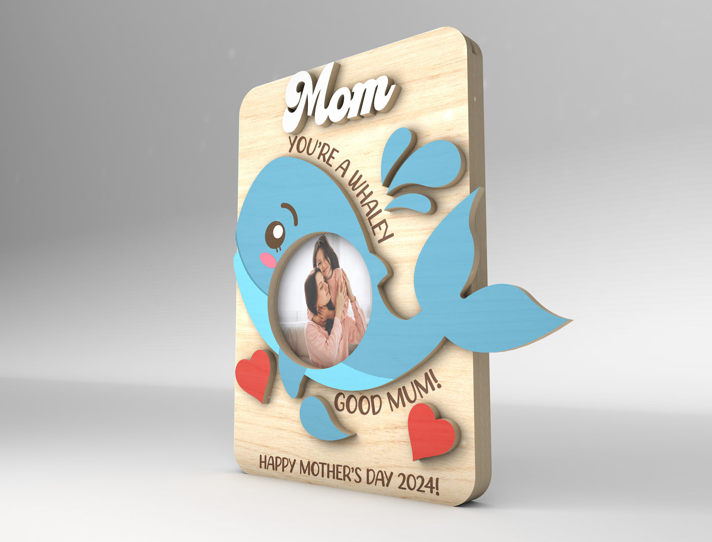 Mom Photo Frame Cute Animal Mother's Day SVG for Glowforge