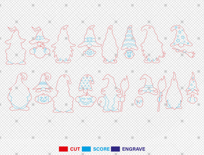 Halloween Witch Gnome Ornament SVG Bundle for Glowforge xTool LightBurn