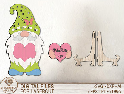Gnome Flower Holder SVG Mother's Day Display for Glowforge