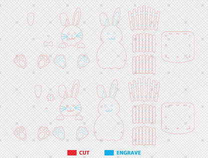 Cute Bunny Basket Holder SVG Easter Decor 2 Designs for Glowforge and xTool