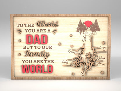 Personalized Dad Family Kids Hands Sign SVG Laser Cut File for LightBurn and xTool