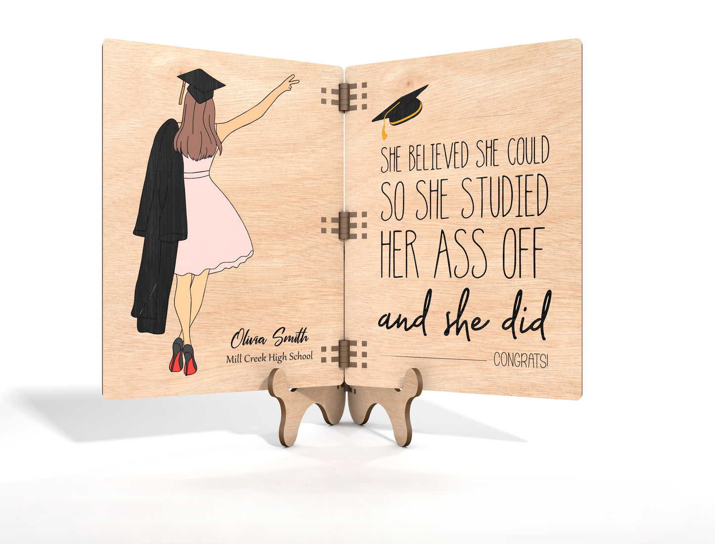 Graduation Folding Gift Card SVG for Glowforge and xTool