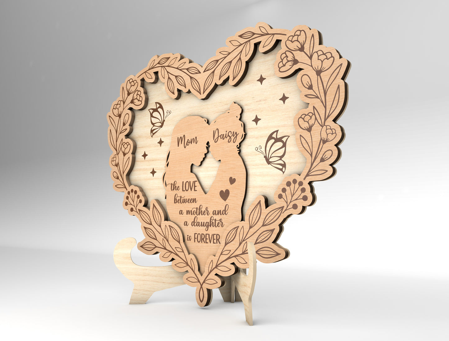 Floral Lace Mother Photo Frame Sign SVG for xTool and LightBurn