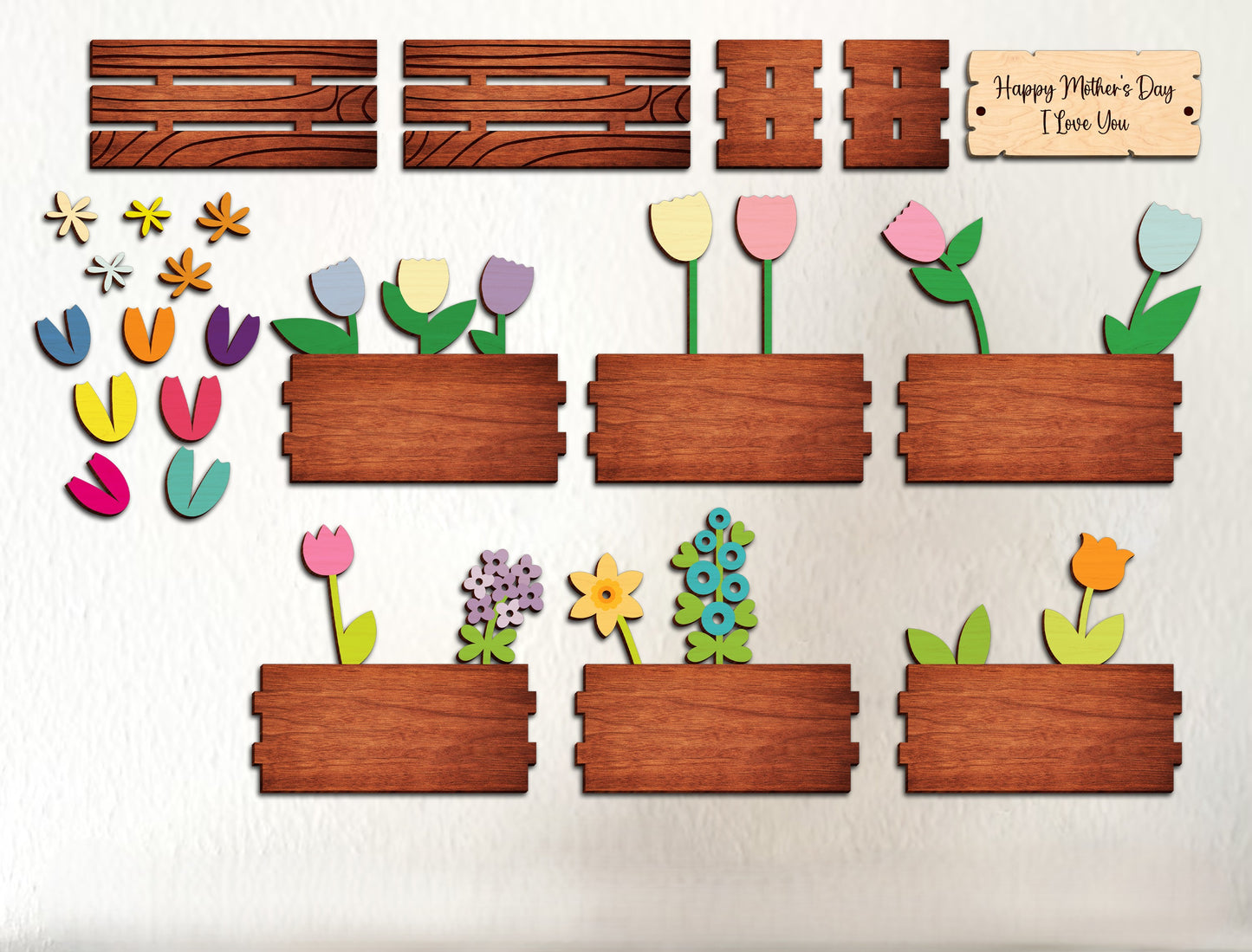 Mother's Day Easter Flower Box SVG Standing Decor for LightBurn