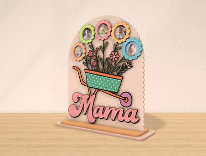 Mama Wheelbarrow Flower Photo Frame SVG Bundle for Glowforge and xTool