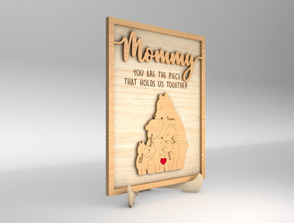 Mommy Bear Custom Name Family Sign SVG for xTool and Glowforge