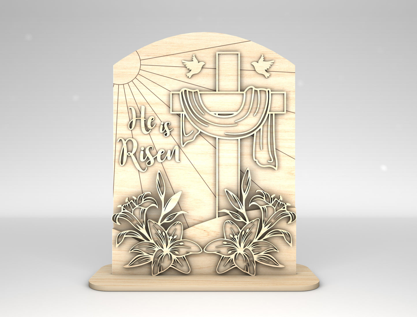He Is Risen Easter Tabletop Sign SVG Set Religious for LightBurn and xTool