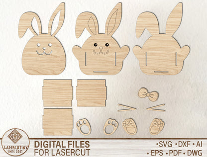 Easter Bunny Bow Egg Holder SVG Cute Bunny for LightBurn and xTool