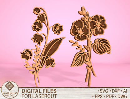 Floral Tabletop Decor SVG Bundle Laser Cut File for LightBurn and Glowforge
