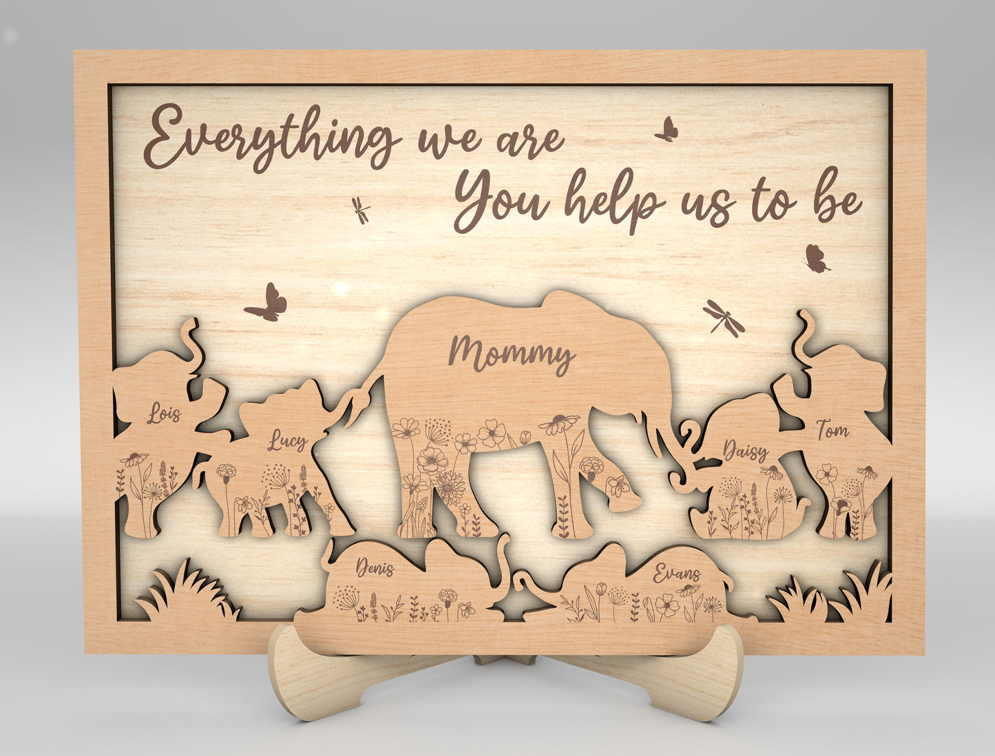 Everything We Are Baby Elephant Family Sign SVG for LightBurn