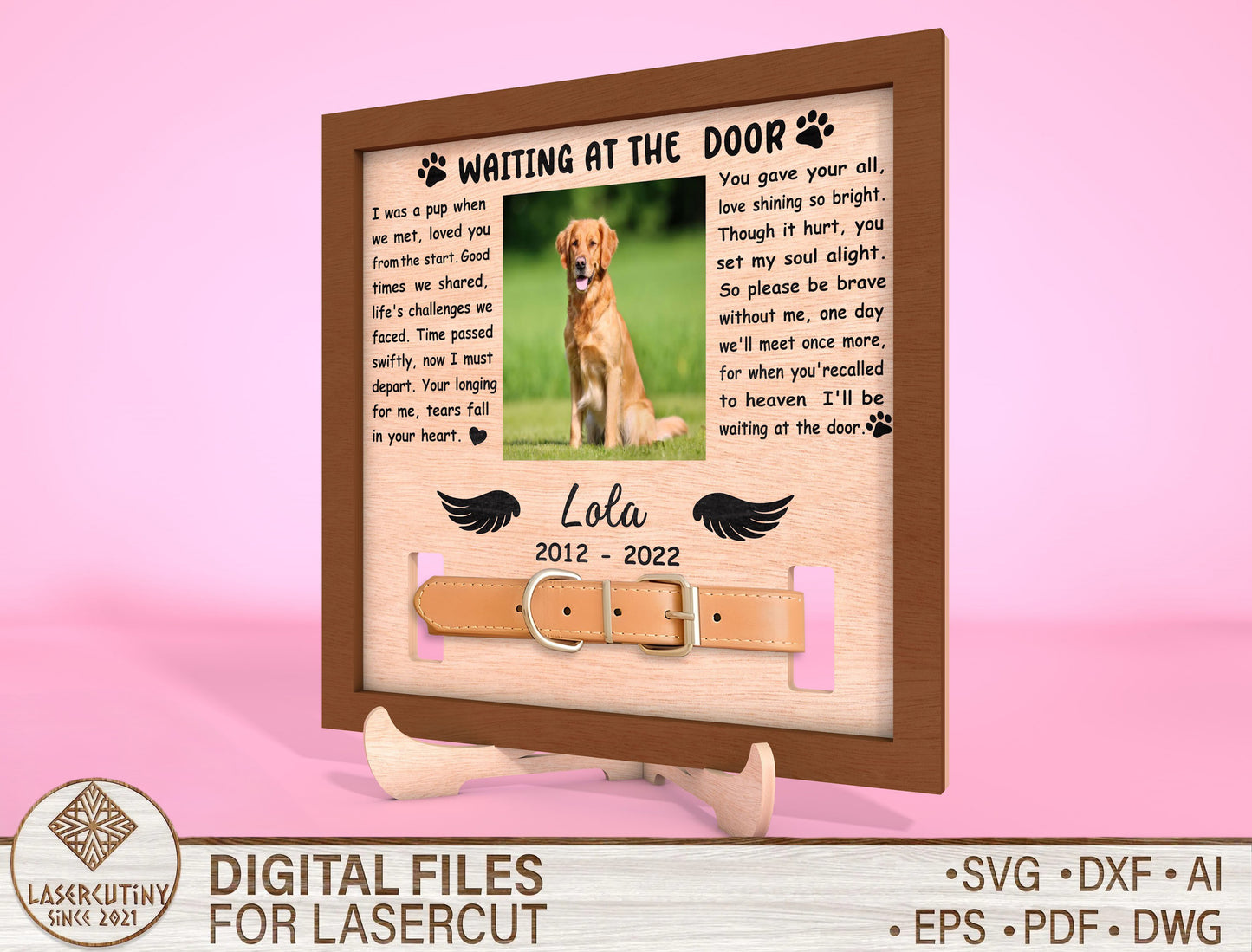 Waiting at the Door Dog Cat Photo Frame SVG  Laser Cut File for Glowforge and xTool