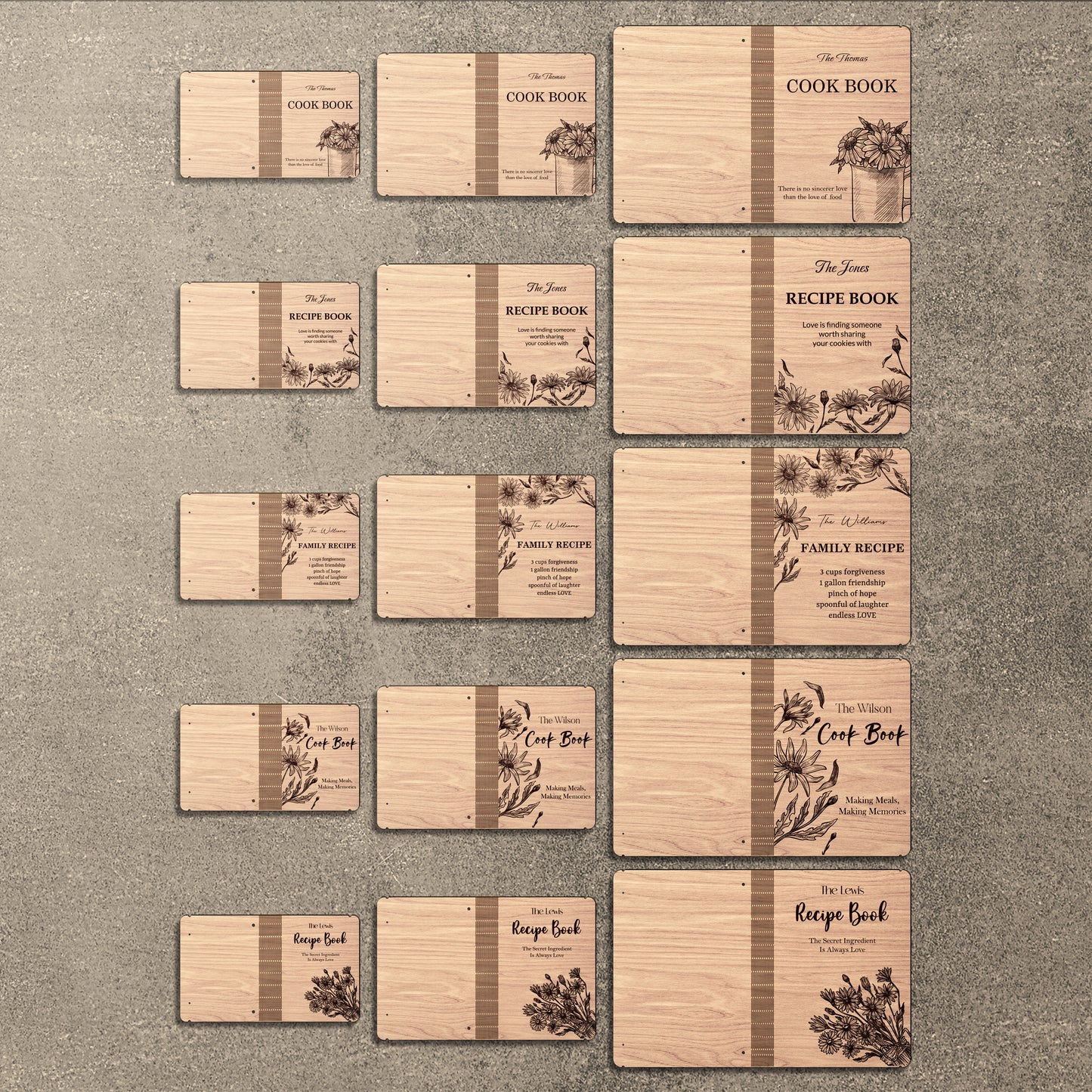 Floral Vintage Recipe Book SVG Cookbook Cover for LightBurn and xTool