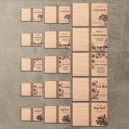 Floral Vintage Recipe Book SVG Cookbook Cover for LightBurn and xTool