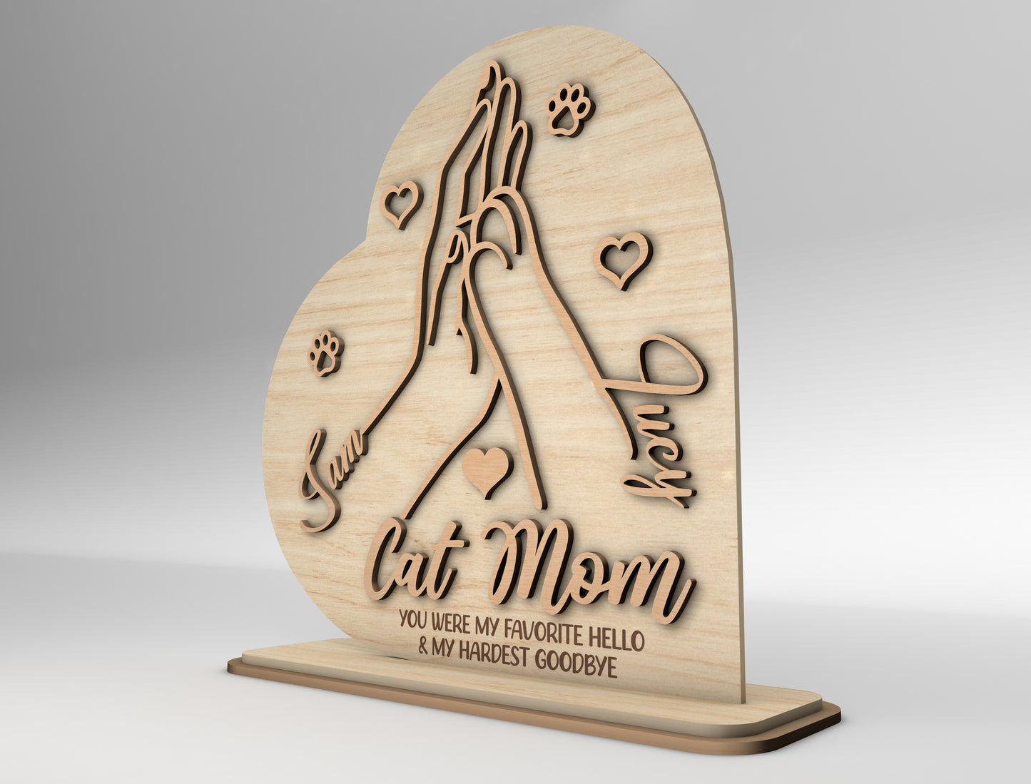 Cat Mom Paw Hands Sign SVG Pet Lover Gift for Glowforge and xTool