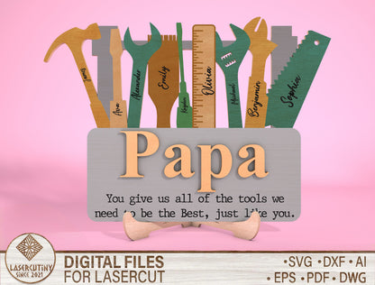 Personalized Dad Tool Sign SVG Laser Cut File for Glowforge and LightBurn