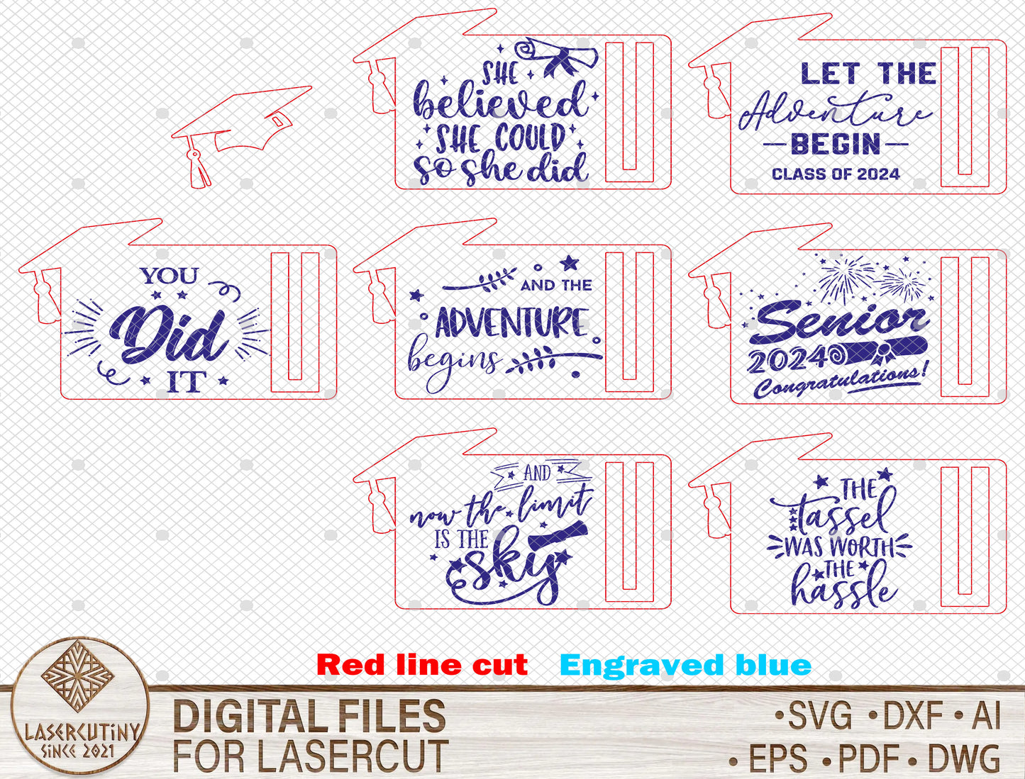 Graduation Cash Holder SVG Laser Cut File for xTool and LightBurn