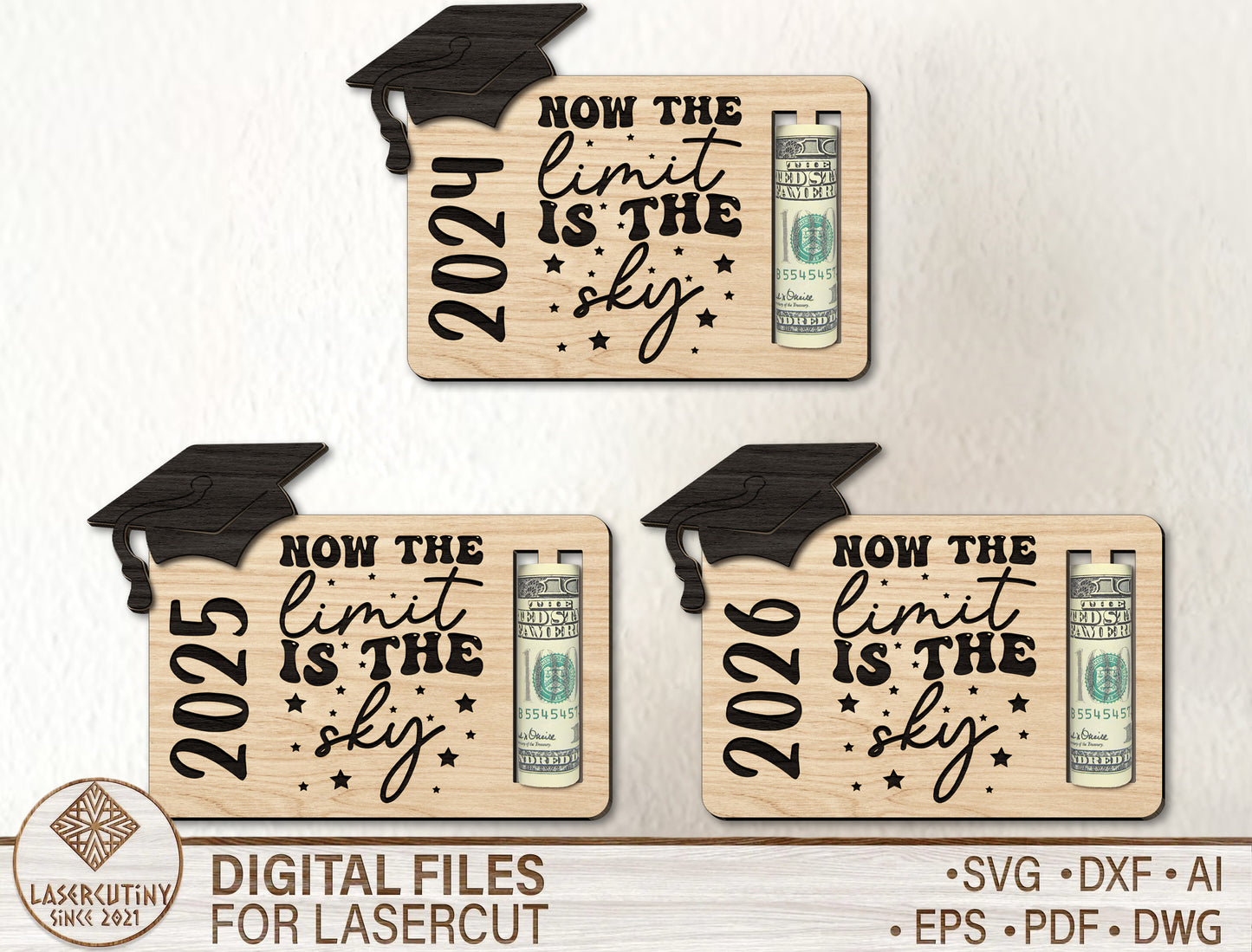 Graduation Money Card SVG Laser Cut File for LightBurn and Glowforge