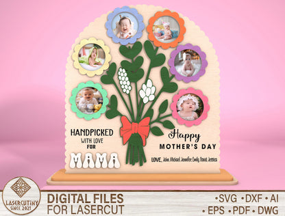 Handpicked With Love Floral Photo Frame SVG for Glowforge and xTool