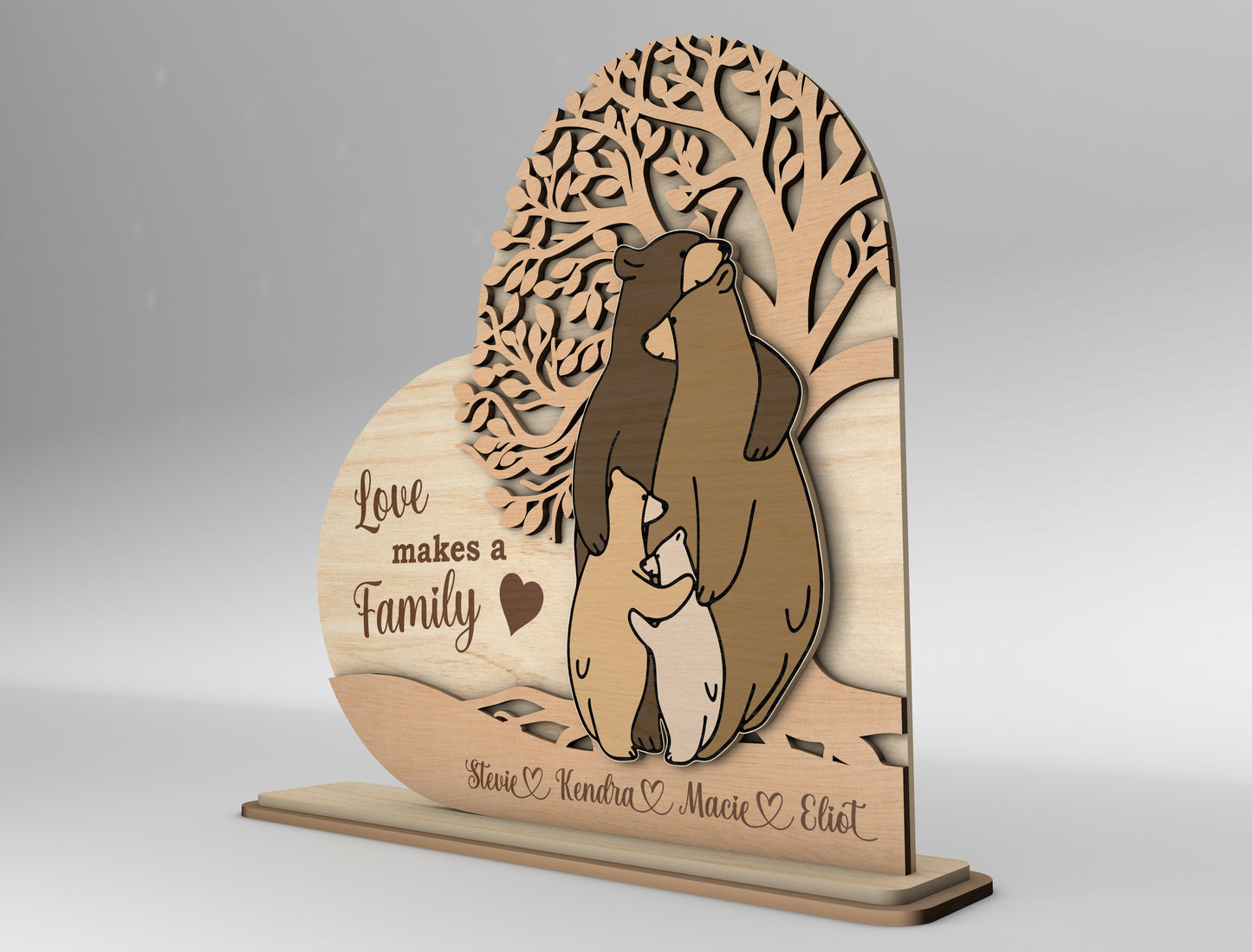Bear Family Love Makes a Family Sign SVG for Glowforge