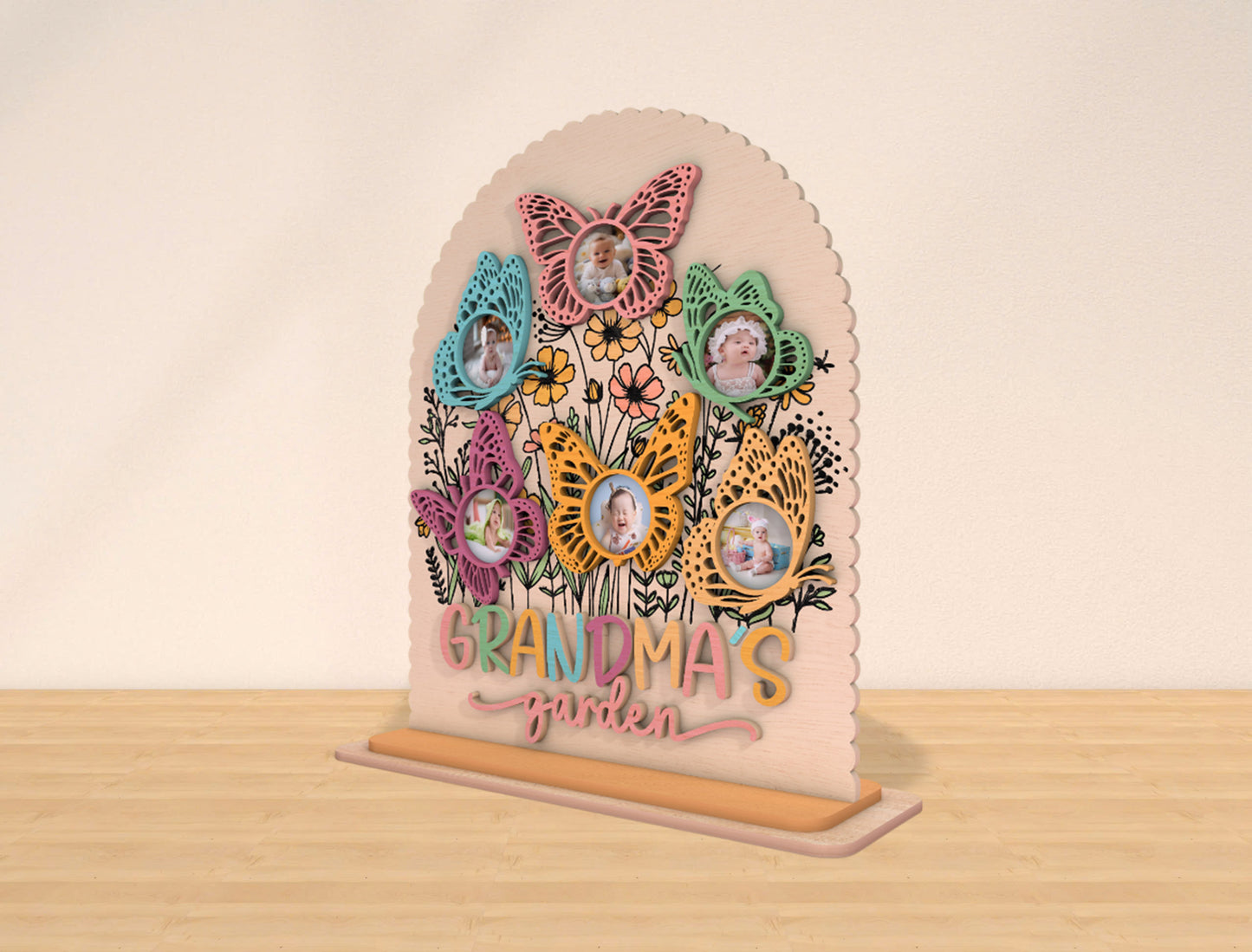 Grandma's Garden Butterfly Photo Frame SVG for LightBurn and xTool