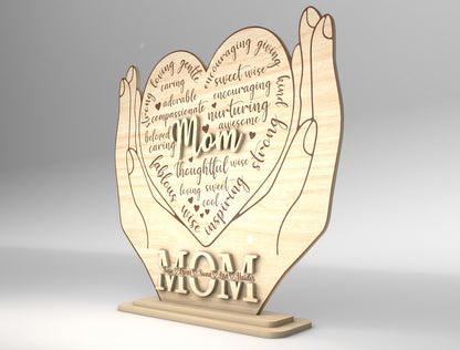 Mom Heart Hands Sign SVG Bundle for LightBurn and Glowforge
