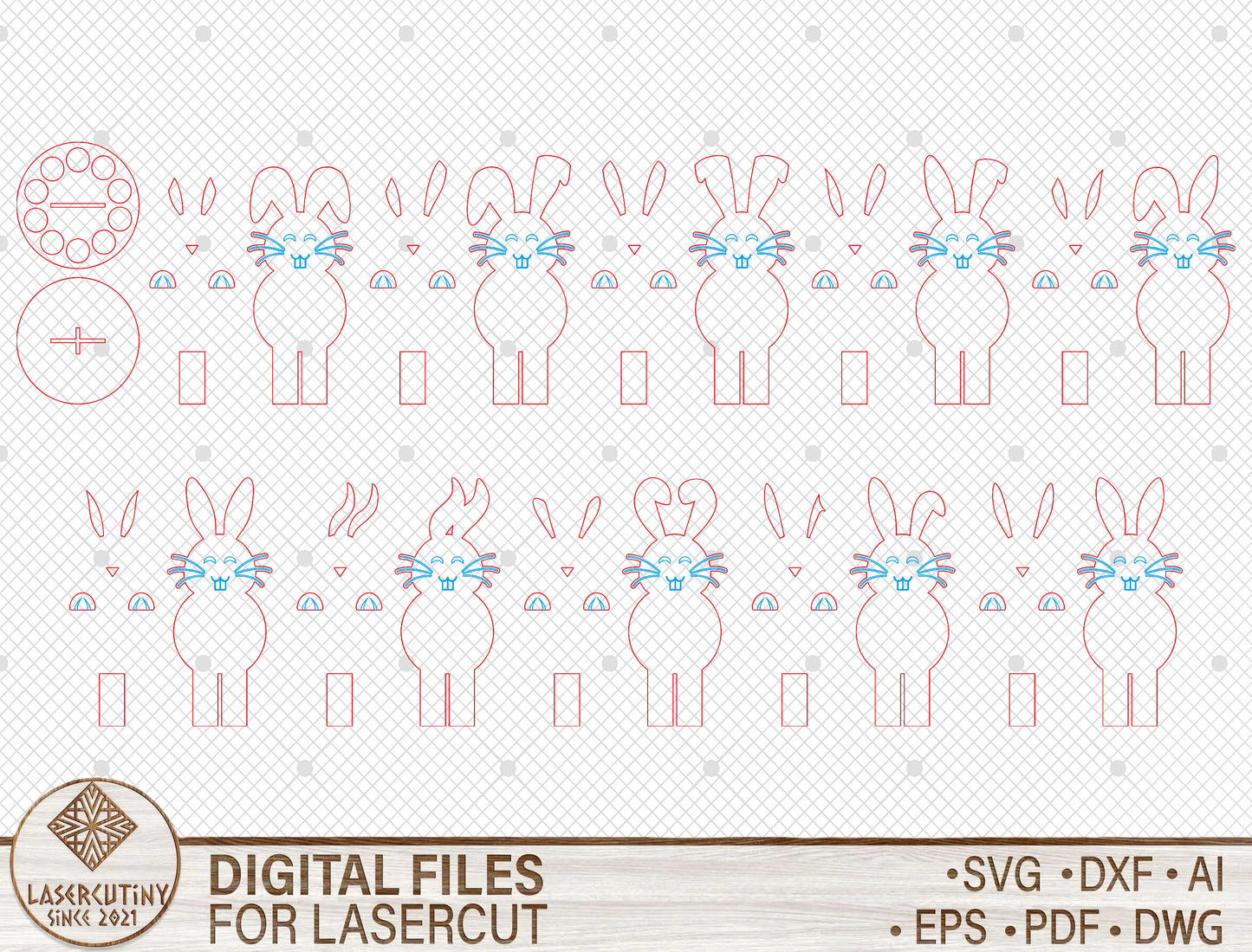 Easter Bunny Money Holder SVG Standing Wooden Money Tree for LightBurn and xTool