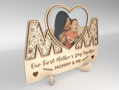 Mom Photo Holder Hand in Hand Love Sign SVG for xTool and LightBurn