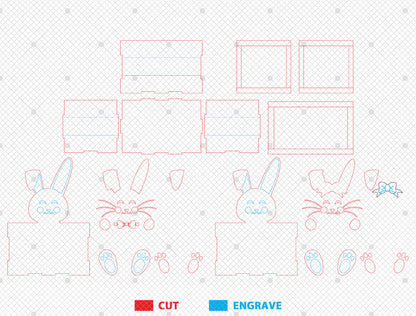 Personalized Easter Bunny Basket SVG Cute Wooden Box for Glowforge and xTool
