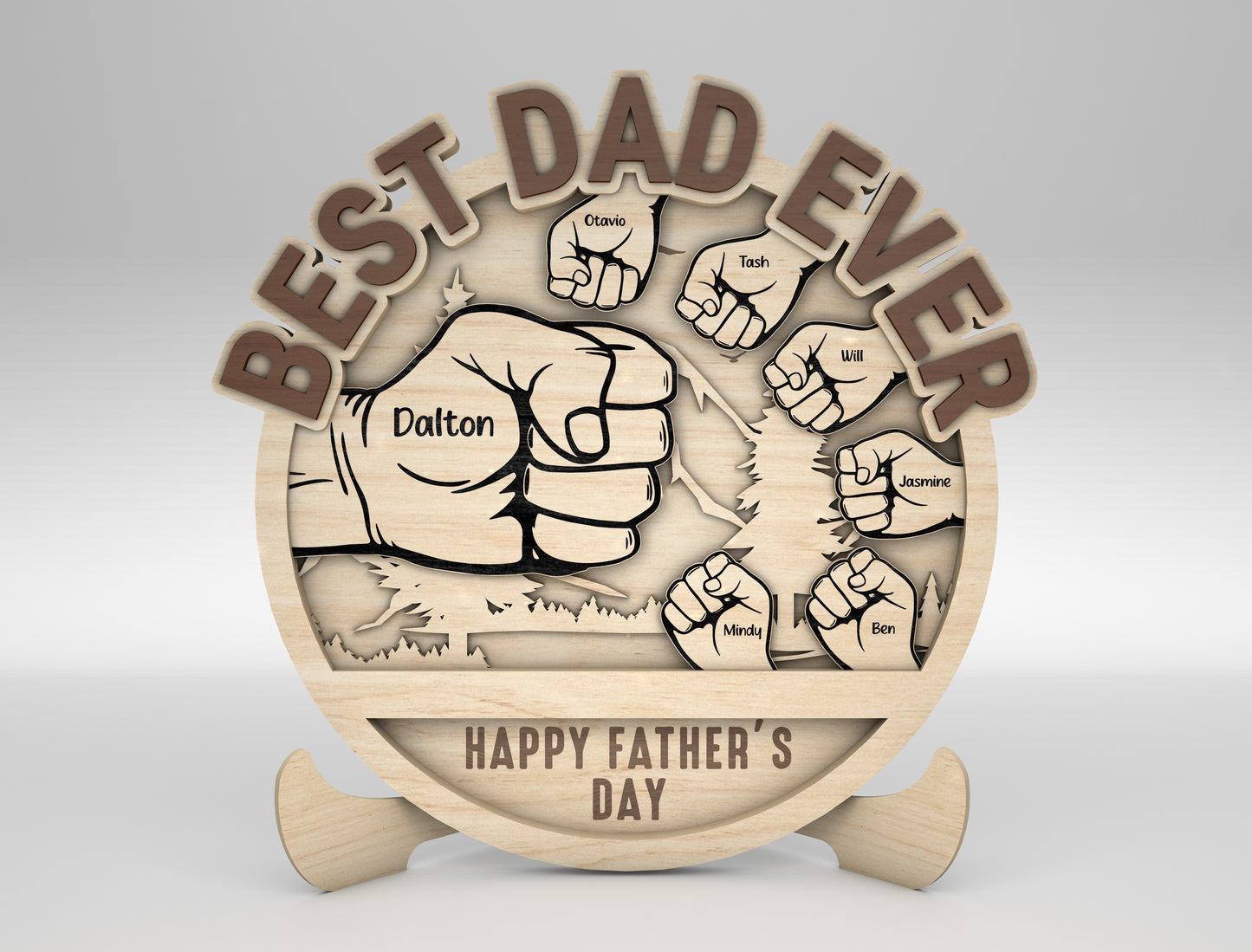 Personalized Best Dad Fist Bump Sign SVG Laser Cut File for Glowforge and xTool