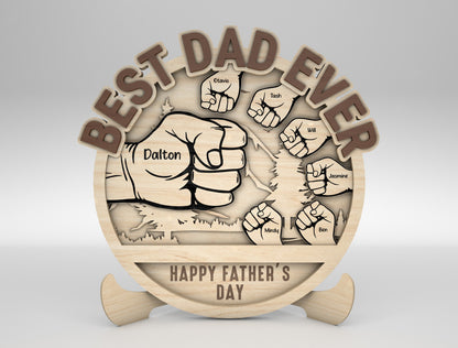 Personalized Best Dad Fist Bump Sign SVG Laser Cut File for Glowforge and xTool