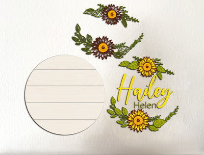 Sunflower Door Sign SVG for LightBurn and Glowforge