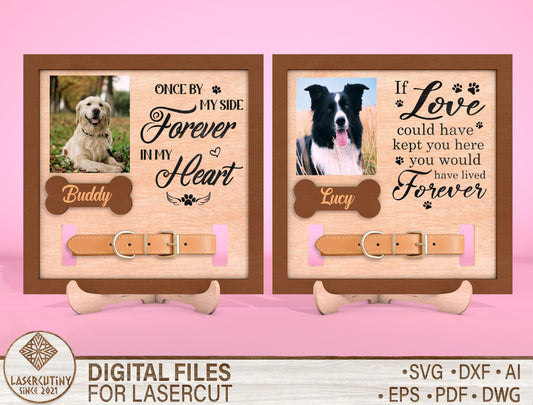 Dog Collar Memorial Frame SVG Laser Cut File for LightBurn