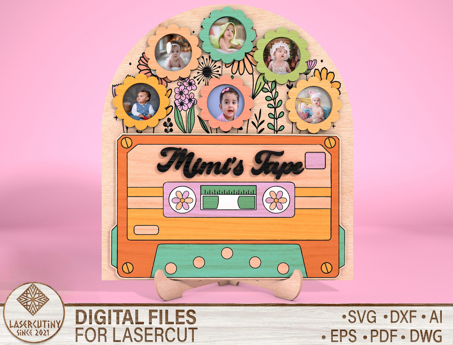 Mom Cassette Tape Photo Frame SVG for xTool and LightBurn
