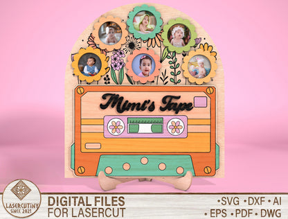 Mom Cassette Tape Photo Frame SVG for xTool and LightBurn