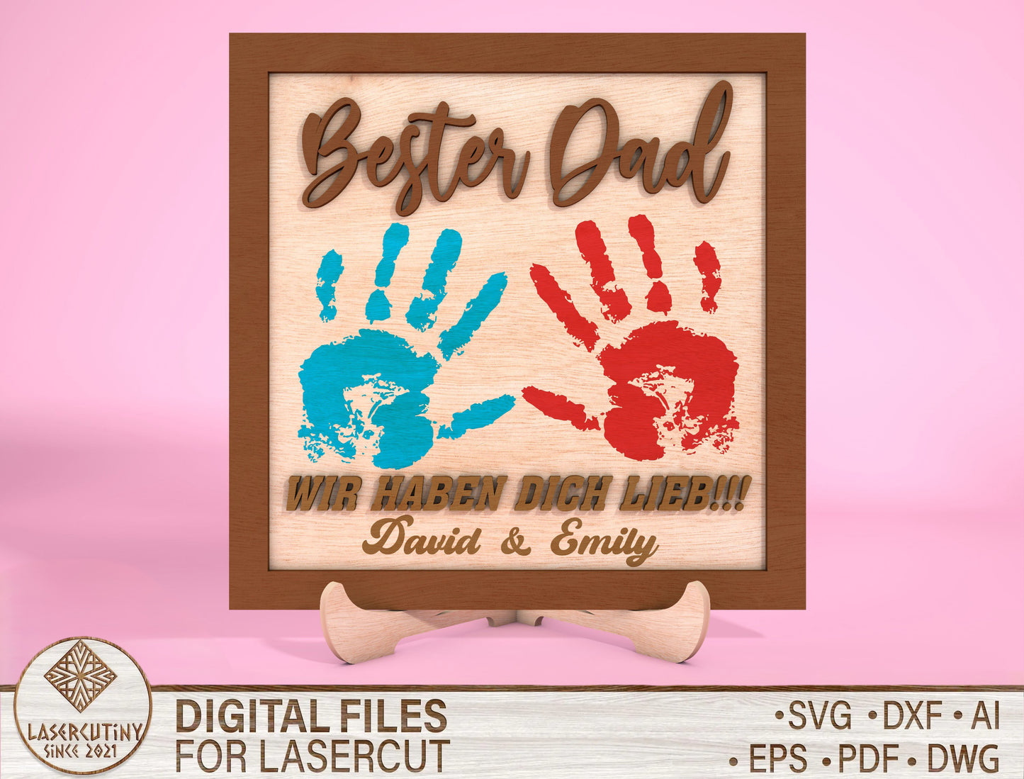 Personalized Handprint Papa Sign SVG Laser Cut File for Glowforge and LightBurn