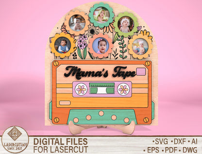 Mom Cassette Tape Photo Frame SVG for xTool and LightBurn