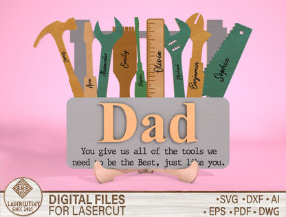 Personalized Dad Tool Sign SVG Laser Cut File for Glowforge and LightBurn