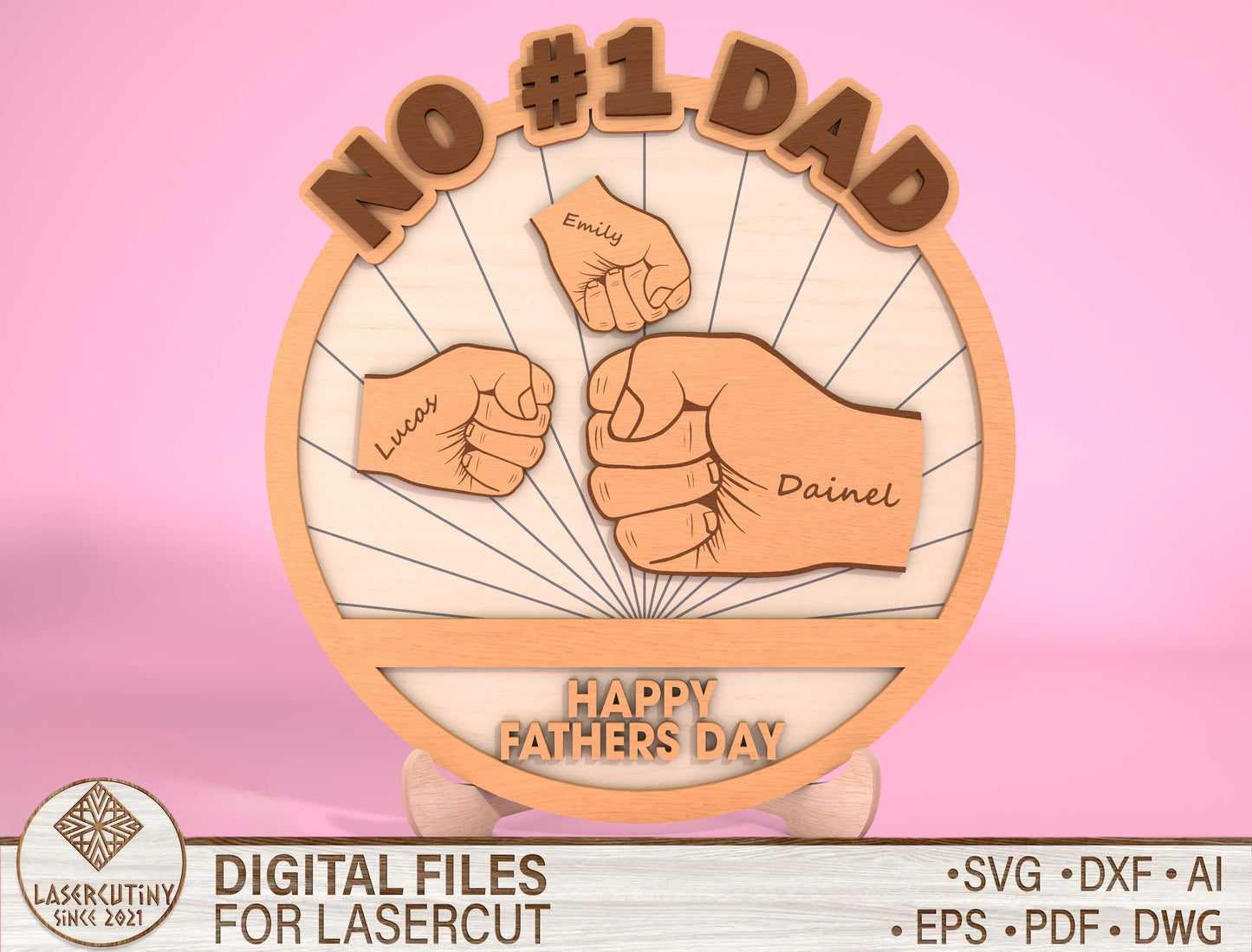 Personalized No 1 Dad Sign SVG Laser Cut File for Glowforge