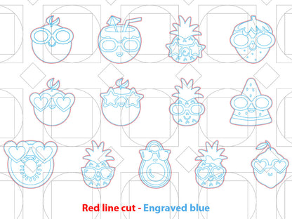 Summer Fruit Sunglasses Earring SVG Bundle with 13 Cute Designs