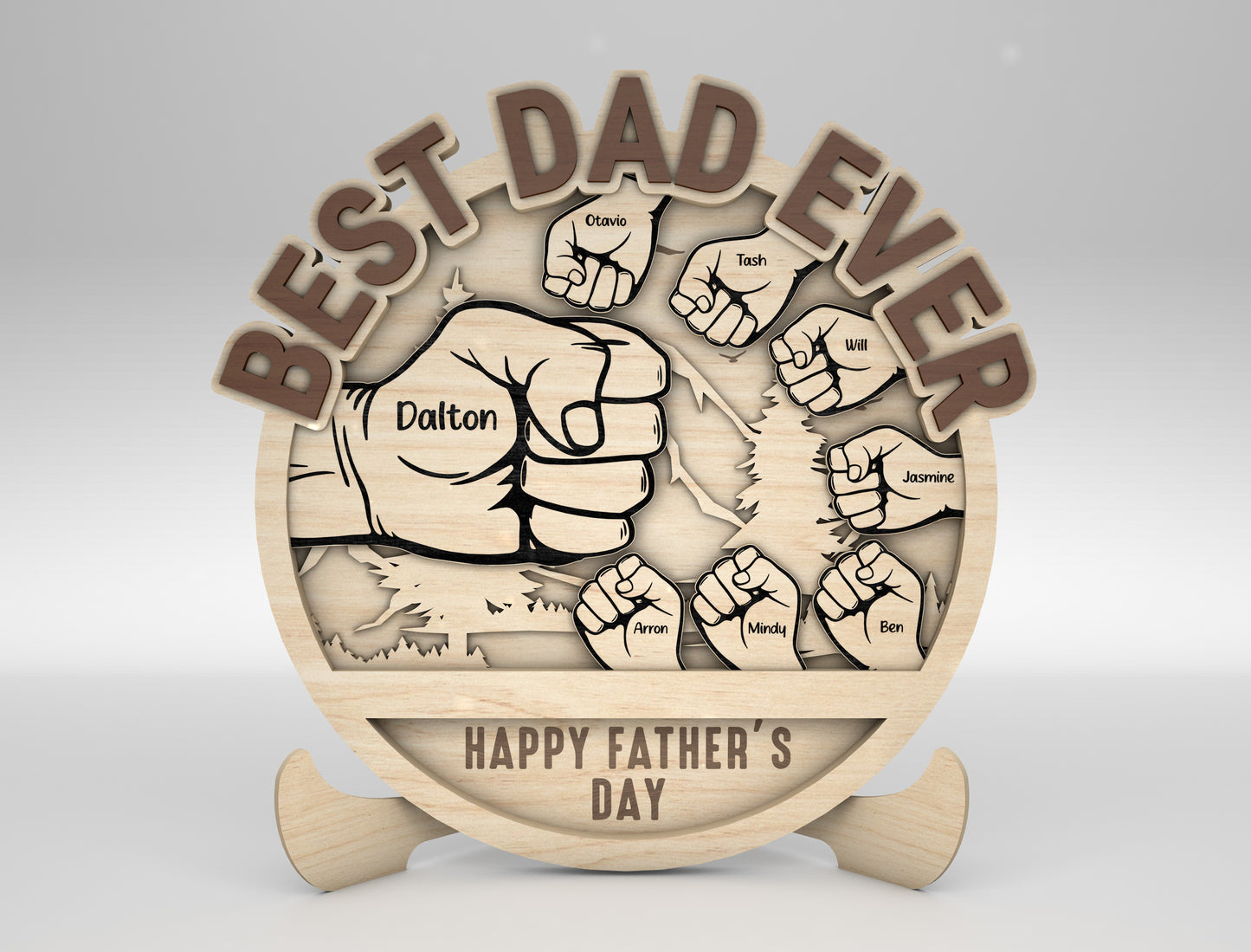 Personalized Best Dad Fist Bump Sign SVG Laser Cut File for Glowforge and xTool